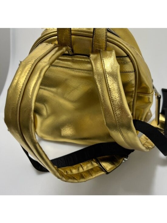 Versace Jeans Couture Logo Embossed Patent Leather Backpack Gold main image 6